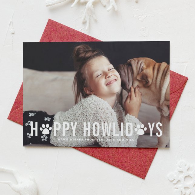 Chalkboard Happy Howlidays Typography Pet Holiday Card (Creator Uploaded)