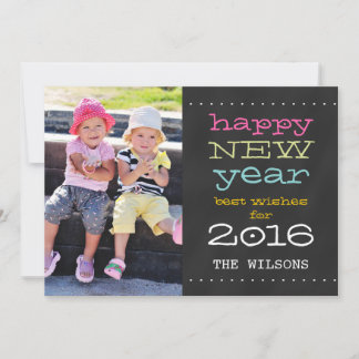Chalkboard Happy New Year 2016 Holiday Photo Card
