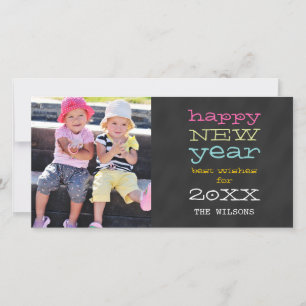Chalkboard Happy New Year Holiday Photo Card