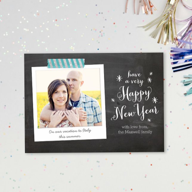 Chalkboard Happy New Year Photo Card (Creator Uploaded)