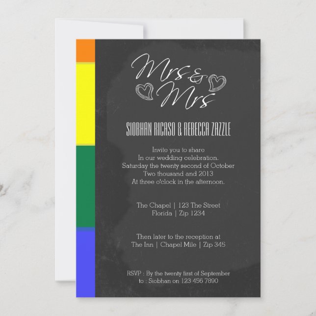 Chalkboard Heart Doodle Wedding With Pride Detail Invitation (Front)