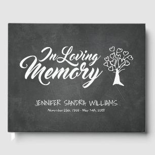 Chalkboard Heart Filled Tree In Loving Memory Guest Book