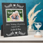 Chalkboard Heart Silver Anniversary Keepsake Plaque<br><div class="desc">Chalkboard images are popular, and this one is especially elegant. Your photograph (black and white or color) is framed in silver with your custom text and a pretty chalkboard heart swirl emblem on the top and bottom. This makes a wonderful personalized keepsake Silver Anniversary gift.*Thanks to Lilian EllaBoudy Design for...</div>