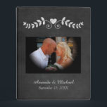 Chalkboard Heart Wedding Mini Binder<br><div class="desc">A pretty silver chalkboard heart scroll image decorates the top of this trendy look wedding memory mini binder. Your photograph is in the middle of the front, with two fields for your custom text at the bottom. The back of the binder has the chalkboard stylized text "LOVE", and the spine...</div>