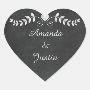 Chalkboard Heart Wedding Personalized Envelope Sticker
