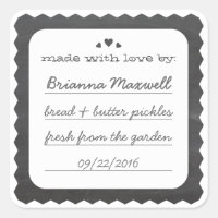 Chalkboard Hearts Food Gift Label Square Sticker