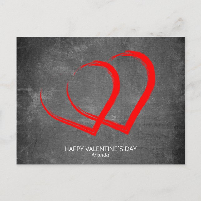 Chalkboard Hearts Modern Valentine`s Day Holiday Postcard (Front)