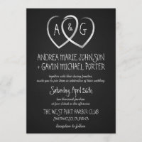 Chalkboard Hearts Monogram Wedding invitation