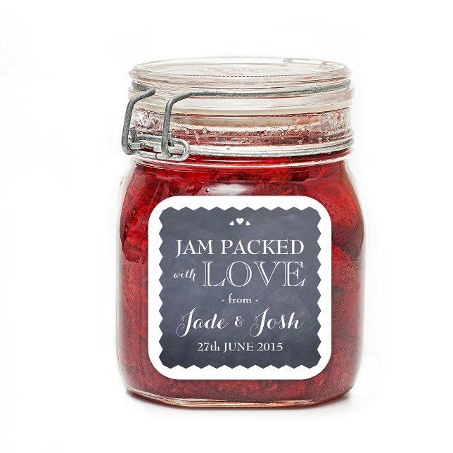 Chalkboard Hearts Wedding Favour Jam Jar Sticker (Creator Uploaded)