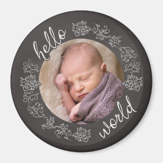 Chalkboard Hello Baby's First Personalized Magnet