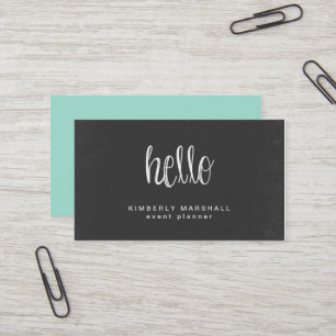 Chalkboard Hello Business Cards / Aqua