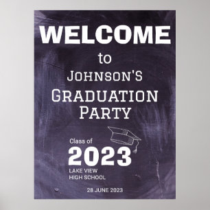 Chalkboard High School Grad Party Affiche de bienv