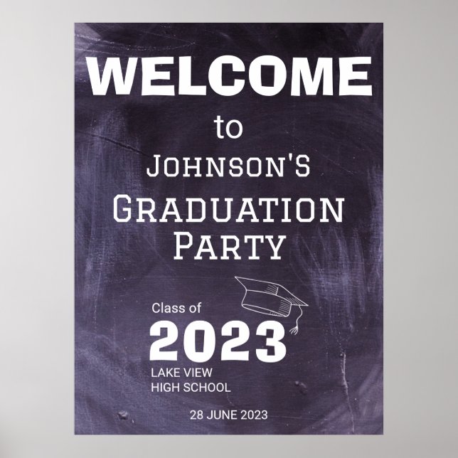 Chalkboard High School Grad Party Welcome Sign (Front)