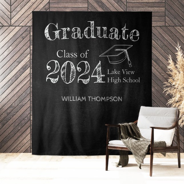 Chalkboard High School Photo Graduation Backdrop Tapestry (Creator Uploaded)