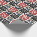 Chalkboard Ho Ho Ho Merry Christmas 2 Photo  Wrapping Paper<br><div class="desc">Personalize this red and chalkboard Ho Ho Ho Christmas wrapping paper with your favourite family photos!</div>