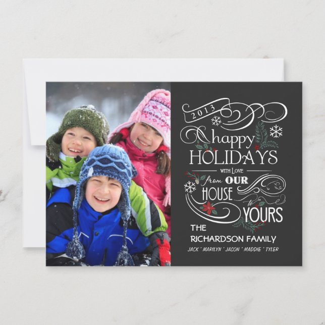 Chalkboard Holiday Flat Photo Cards (Front)