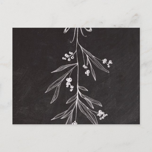 Chalkboard Holiday Mistletoe - Christmas Postcard (Front)