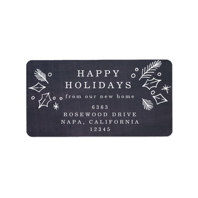 Chalkboard Holidays from Our New Home Address Label (Front)