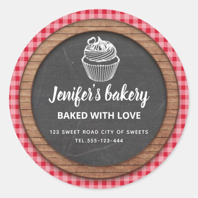 Chalkboard Homemade cupcakes and treats  Classic Round Sticker (Front)