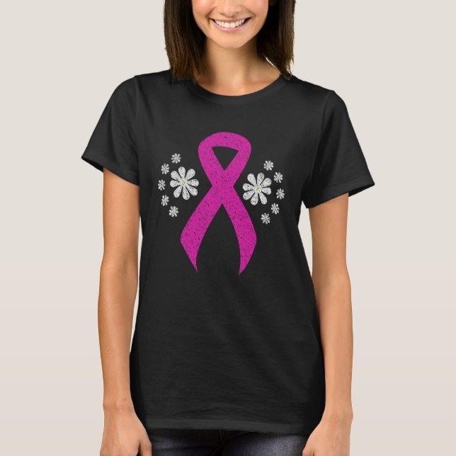Chalkboard Hot Pink Awareness Ribbon T-Shirt (Front)