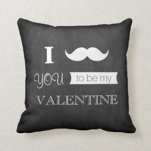 Chalkboard I Moustache You To Be My Valentine Throw Pillow