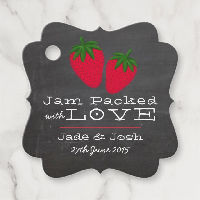 Chalkboard Illustrated Strawberry Jam Favour Tag (Front)