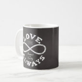 Chalkboard Infinity Love Wedding Date and Names Coffee Mug (Front Left)