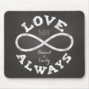Chalkboard Infinity Love Wedding Date and Names Mouse Pad
