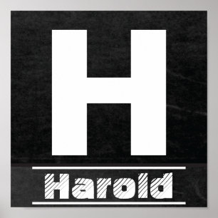 Chalkboard Initial  H   Personalize Poster