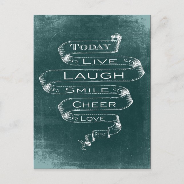 Chalkboard Inspirational - Live, Laugh Postcard (Front)