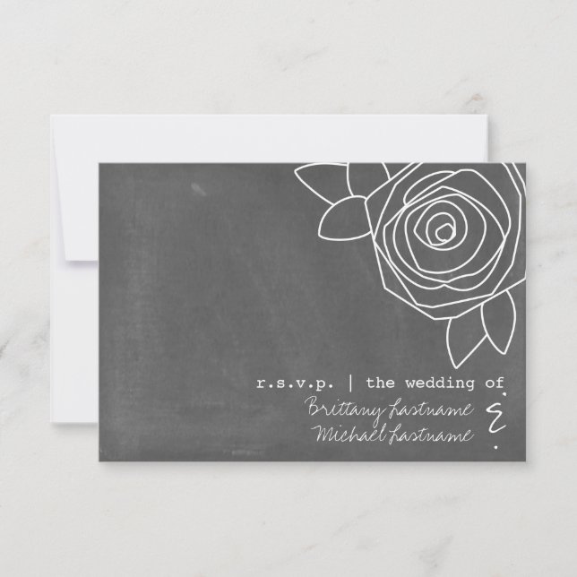 Chalkboard Inspiré Mariage Rose RSVP (Devant)