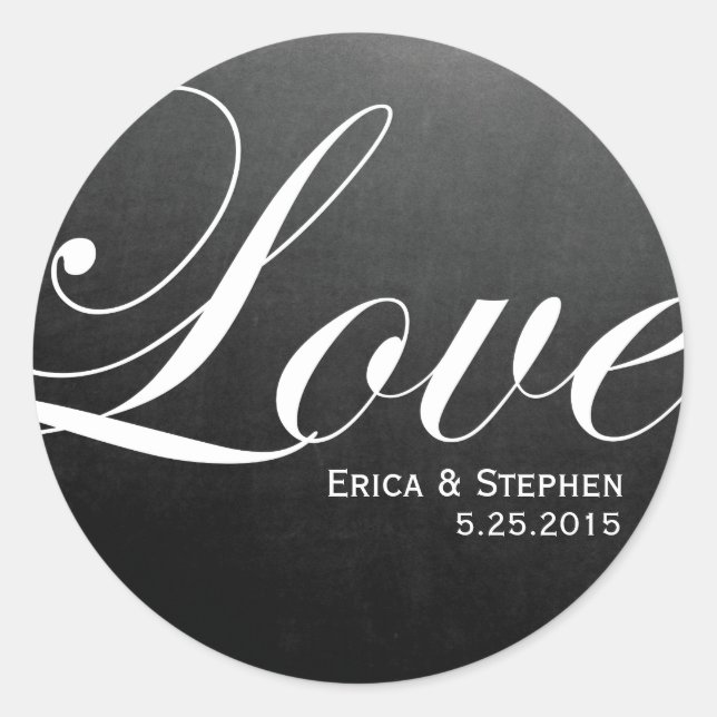 Chalkboard Inspired LOVE Wedding Sticker (Front)