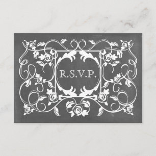 Chalkboard Inspired Roses Wedding RSVP Card