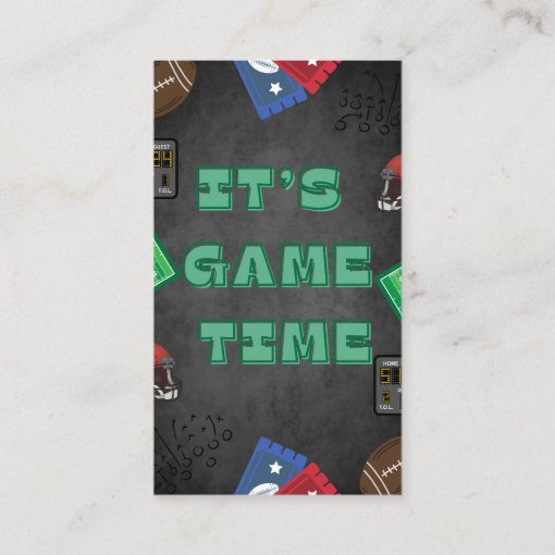 Chalkboard It's Game Time Football Baby Shower Enclosure Card Zazzle