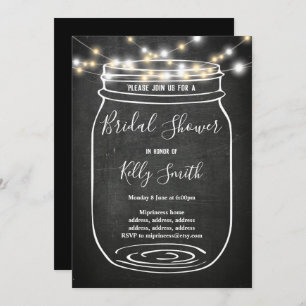 chalkboard, jar, bridal shower invitation