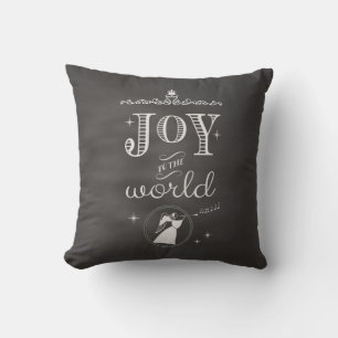 Chalkboard - Joy to the World Christmas Angel Throw Pillow