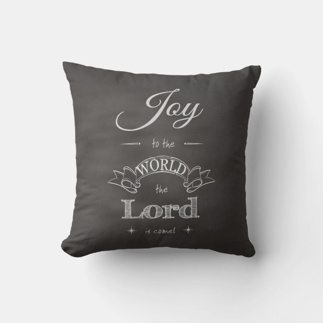 Chalkboard - Joy to the World Throw Pillow (Front)