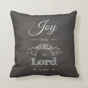 Chalkboard - Joy to the World Throw Pillow