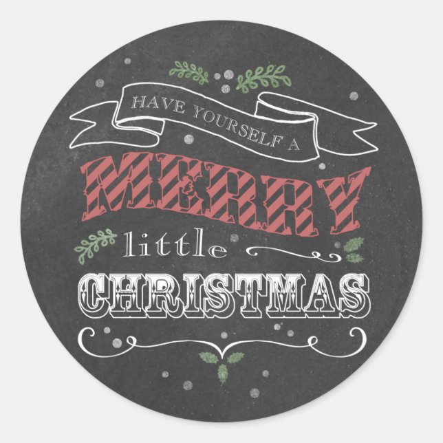 Chalkboard Joyeux Sticker rond Noël (Devant)