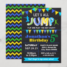 Chalkboard Jump birthday trampoline blue party