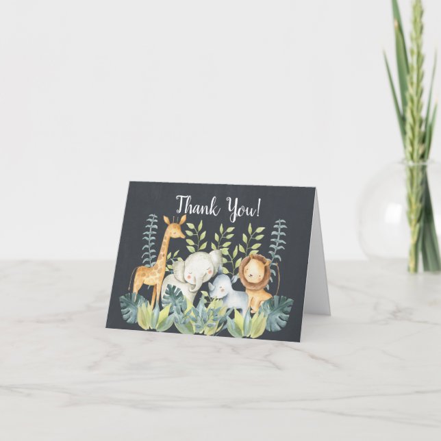 Chalkboard Jungle Baby Shower Thank You Note (Front)