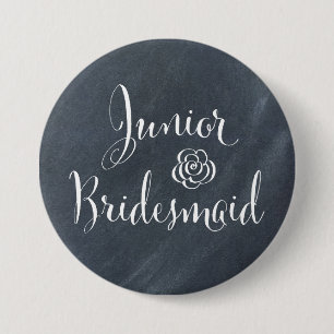 Chalkboard Junior Bridesmaid 3 Inch Round Button