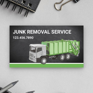 Chalkboard Junk Removal Service Garbage Truck Business Card