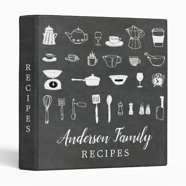 Chalkboard Kitchen Bridal Shower Family Recipe Binder (Front/Spine)