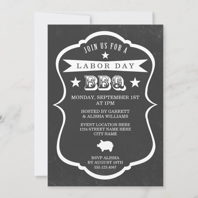 Chalkboard Labour Day Barbecue Invitation (Front)