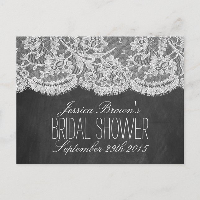 Chalkboard & Lace Bridal Shower Recipe Cards (Front)