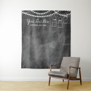 Chalkboard Lace Wedding Photo Booth Backdrop Tapestry