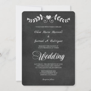 Chalkboard Laurel Leaf Faire-part de mariage du co