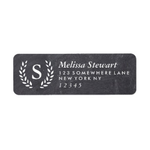 Chalkboard Laurel Wreath Monogram Return Address