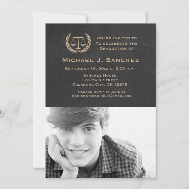 Chalkboard Law School Graduation Invitation (Front)